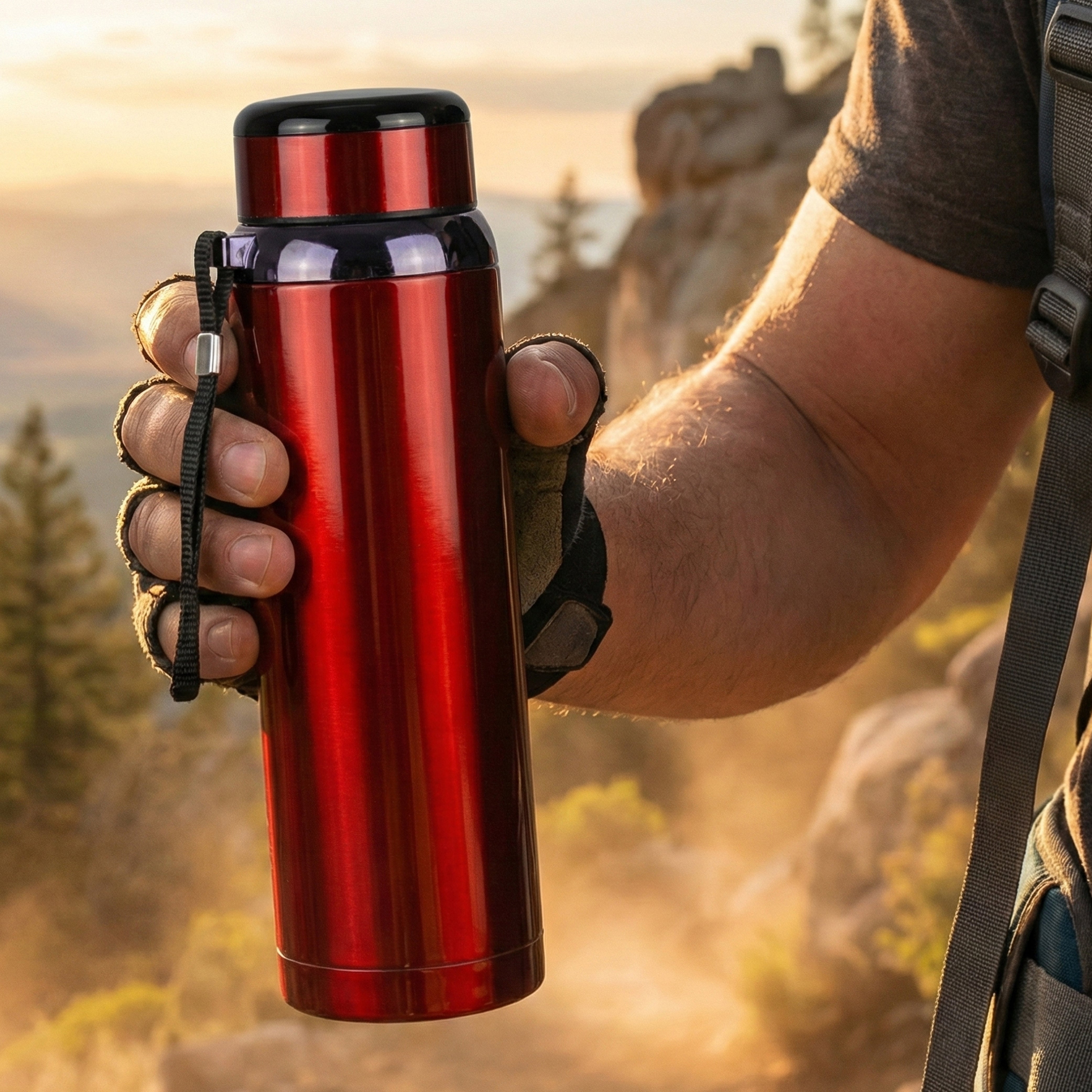 Ajanta Stylish Design 1000ml Stainless Steel Vacuum Flask | Leakproof Hot & Cold Thermos Bottle with Carry Strap and Tea Infuser