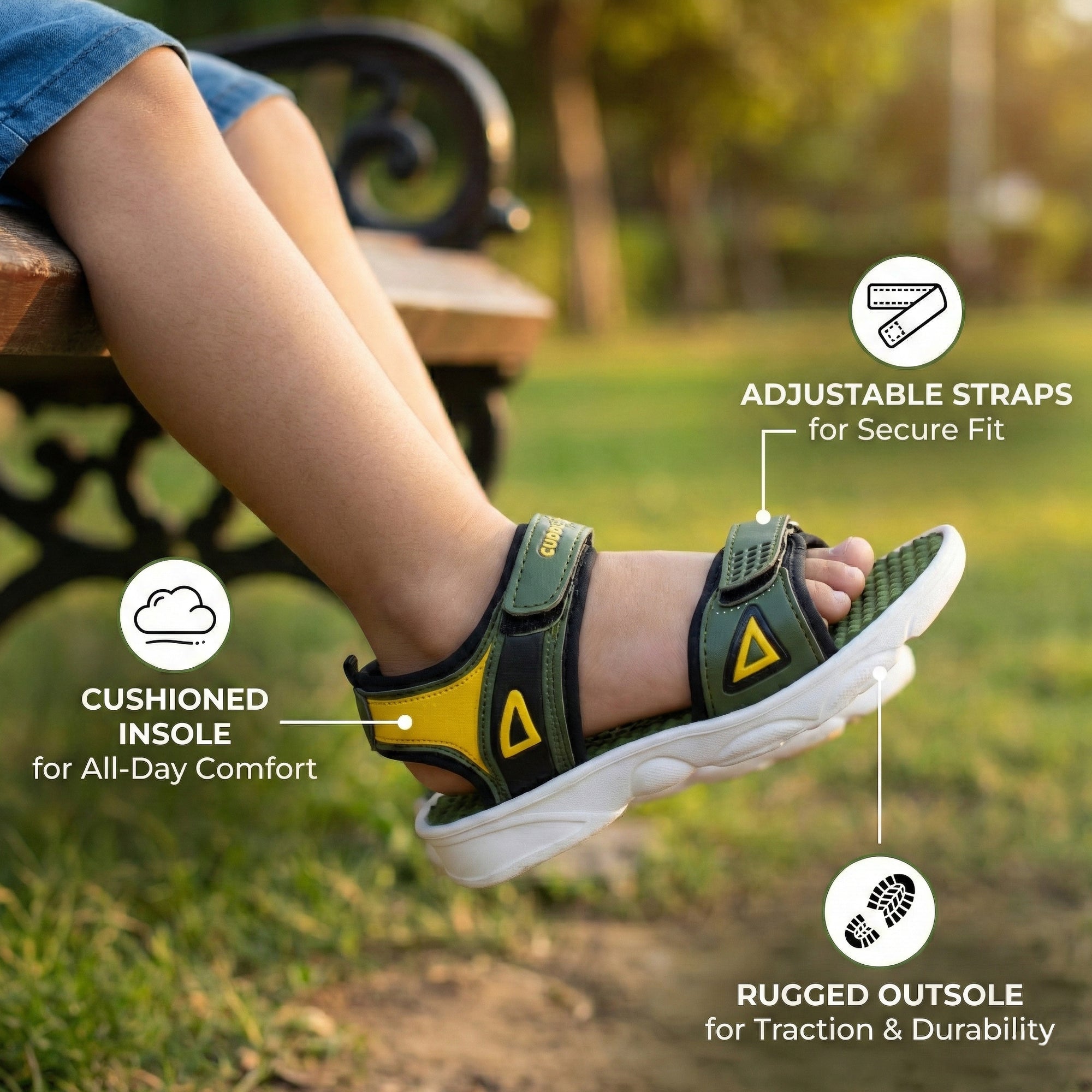 Ajanta Boys’ Sports Velcro Closure Sandals Comfortable Everyday Wear Footwear