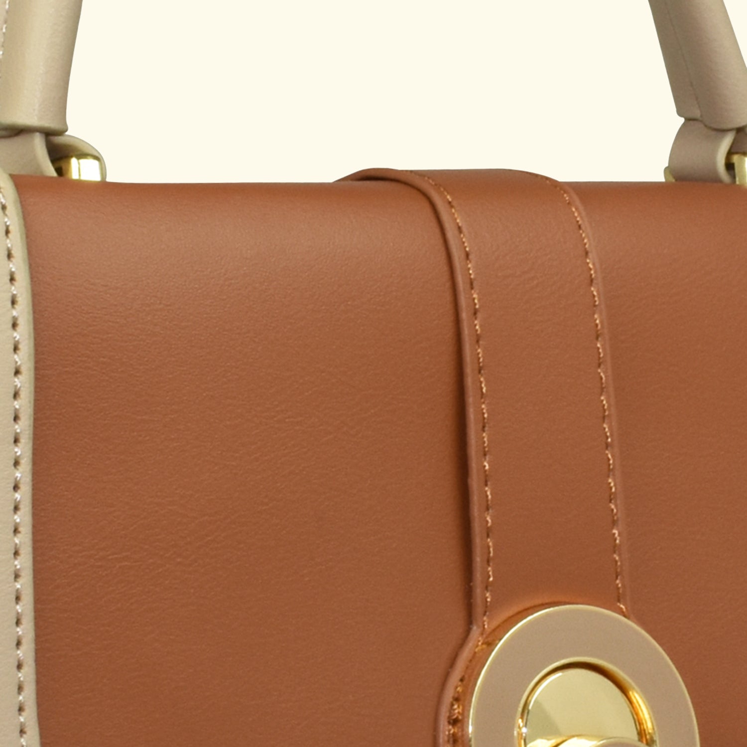 Ajanta Women's Tan & Beige Colorblocked Shoulder Bag with Snap Button VB2038