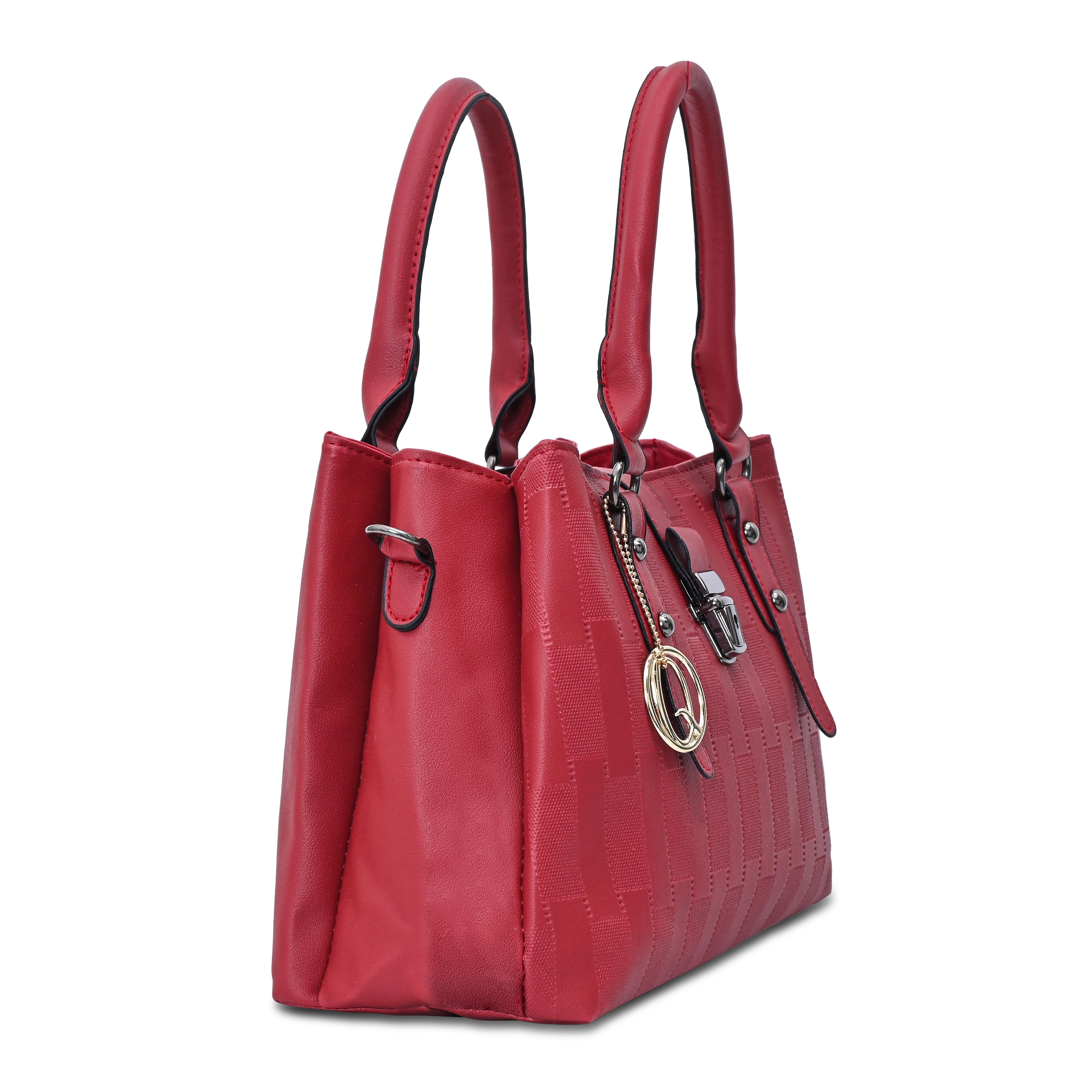 QIARRA Maroon Luxe Textured Synthetic Rexin Shoulder Bag with Detachable Strap & Snap Button Closure VB8044