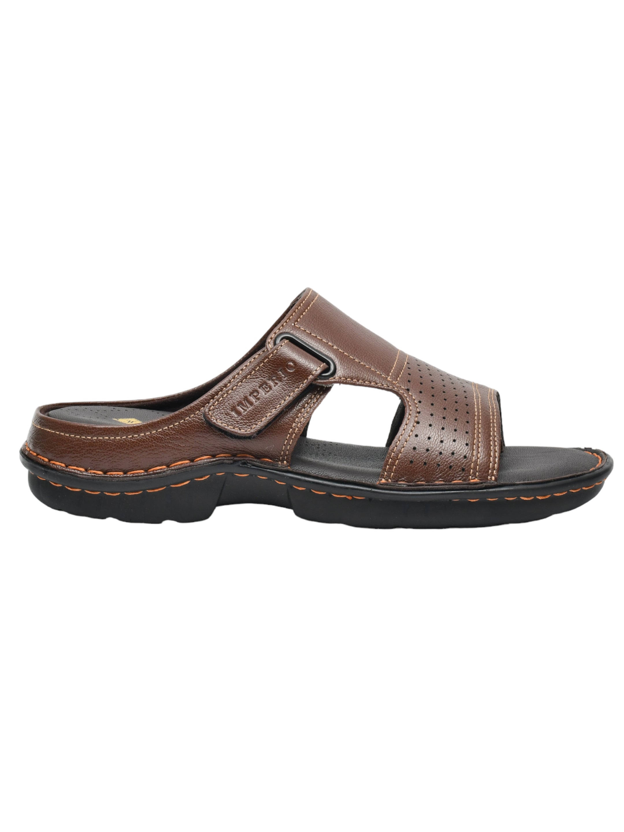 Imperio Brown Genuine Leather Cushioned Footbed Open Toe Sandal for Men EG3046