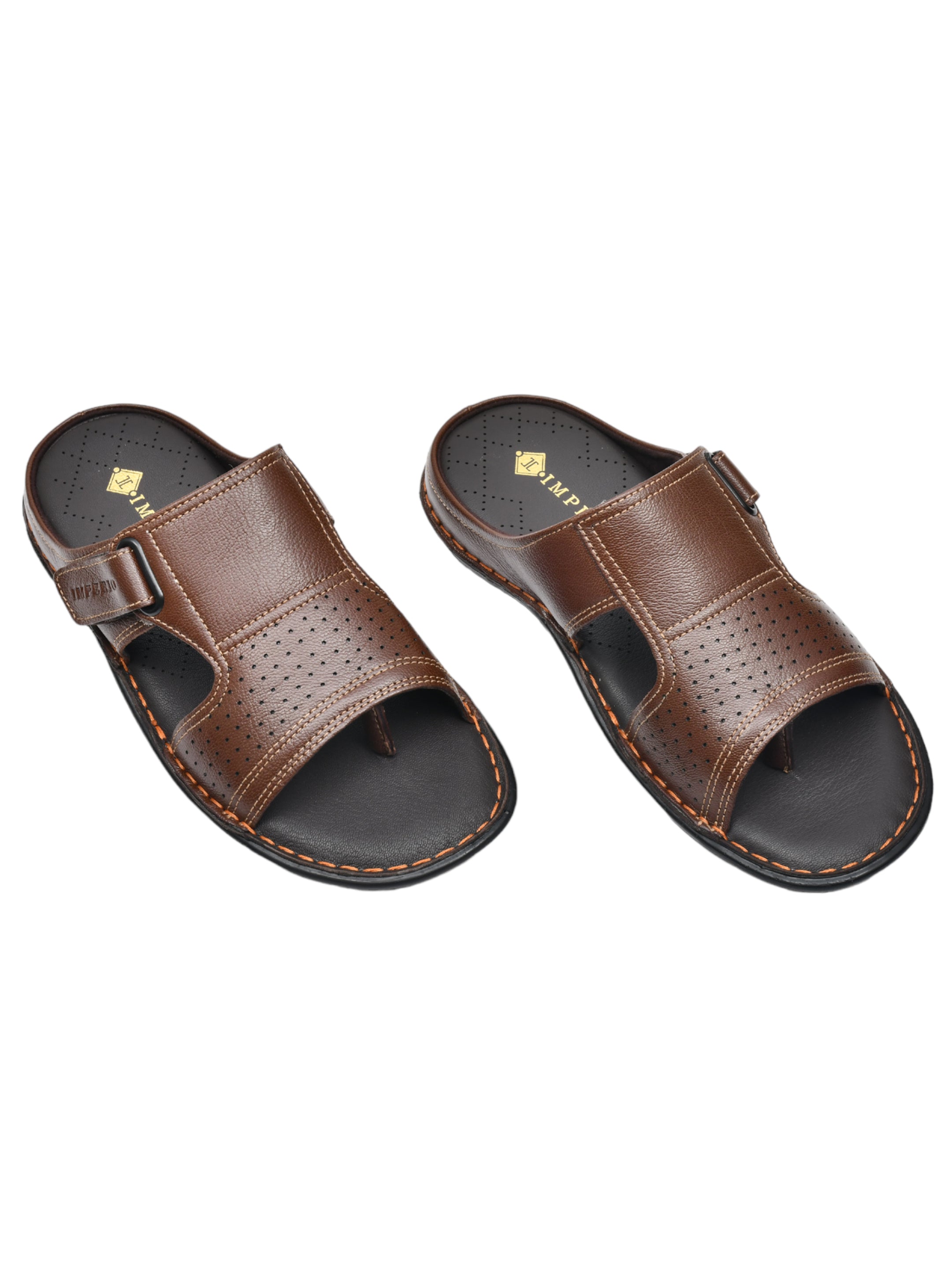 Imperio Brown Genuine Leather Cushioned Footbed Open Toe Sandal for Men EG3046