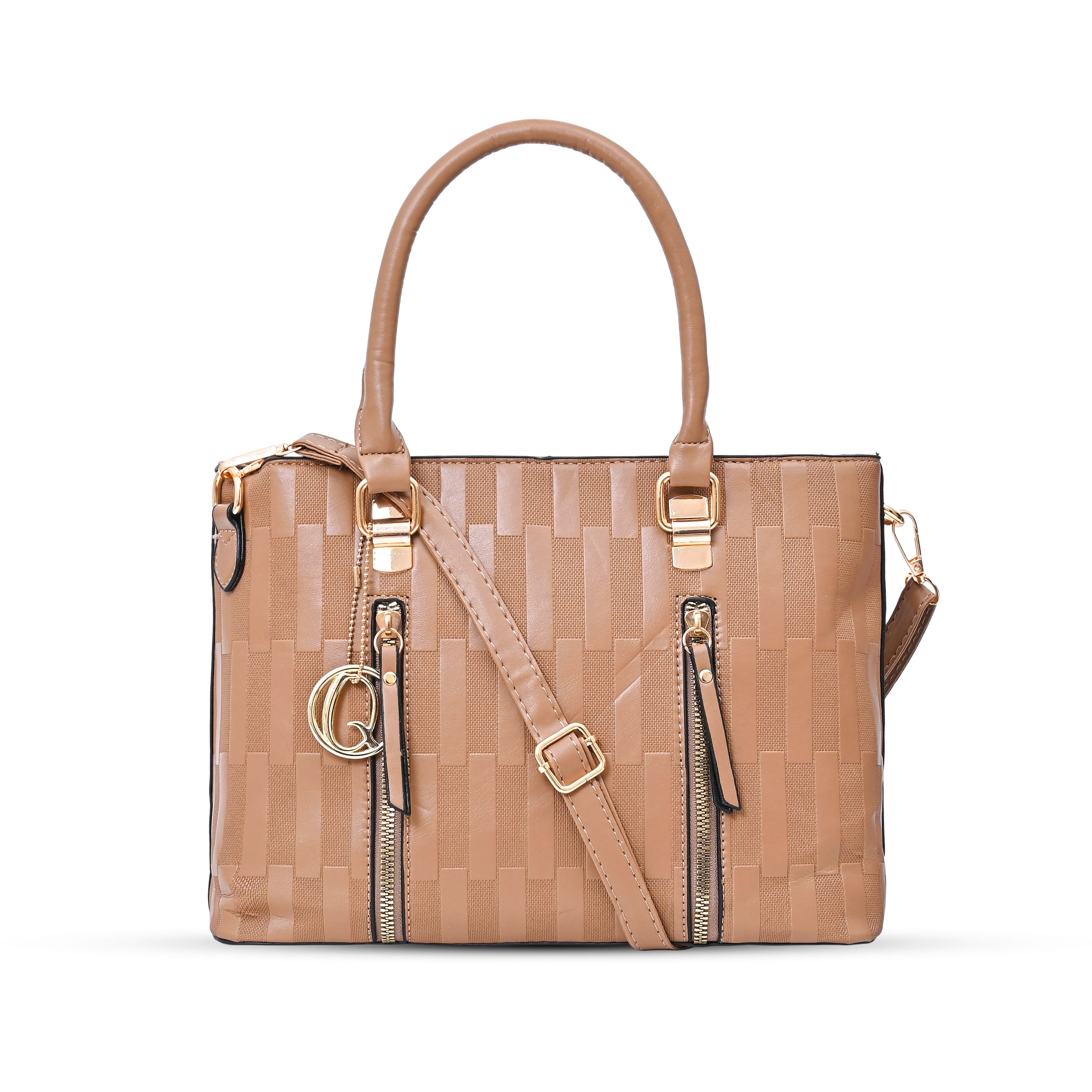 QIARRA Brown Artificial Leather Premium Textured Shoulder Bag / Handbag with Detachable Slings VB8072