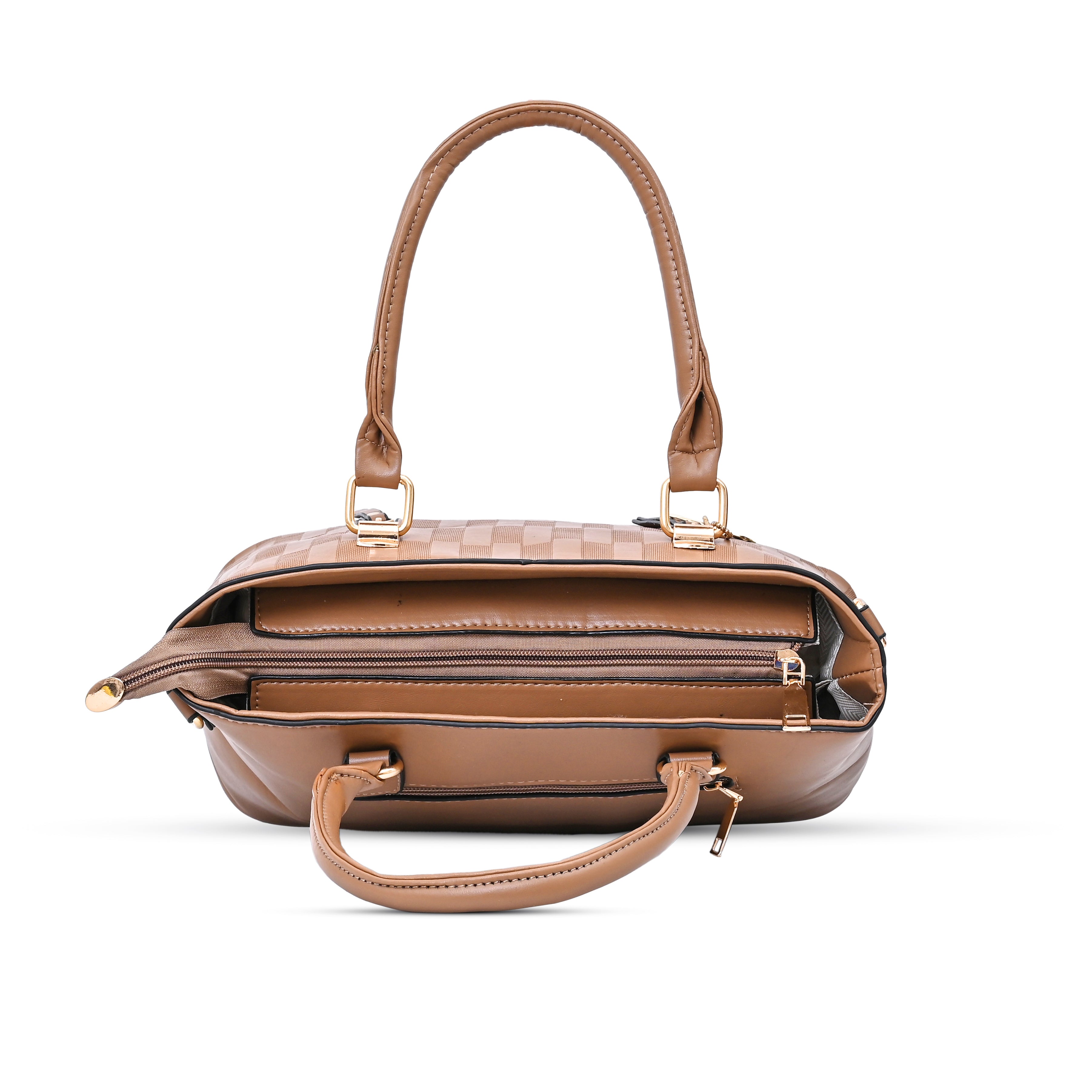 QIARRA Brown Artificial Leather Premium Textured Shoulder Bag / Handbag with Detachable Slings VB8072