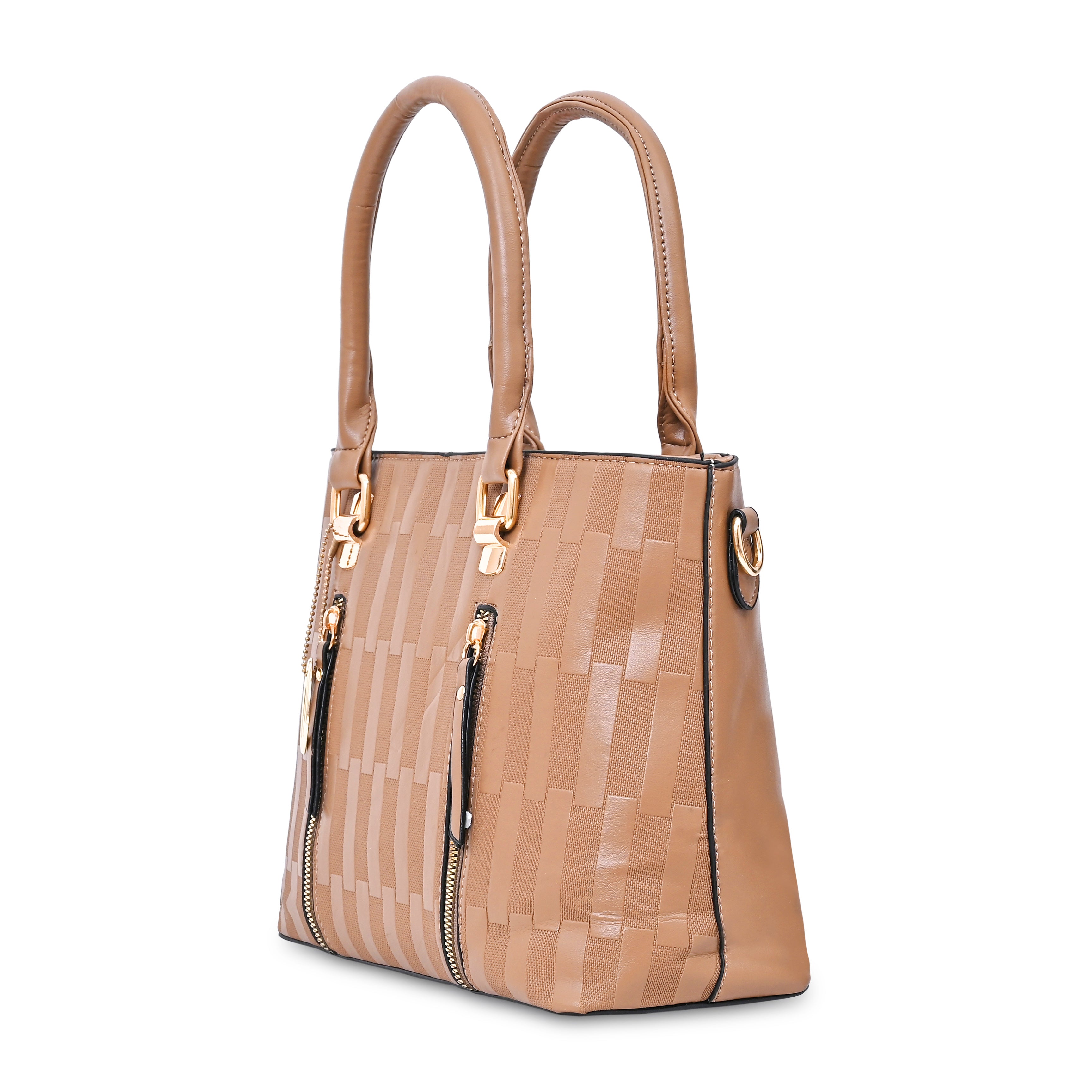 QIARRA Brown Artificial Leather Premium Textured Shoulder Bag / Handbag with Detachable Slings VB8072