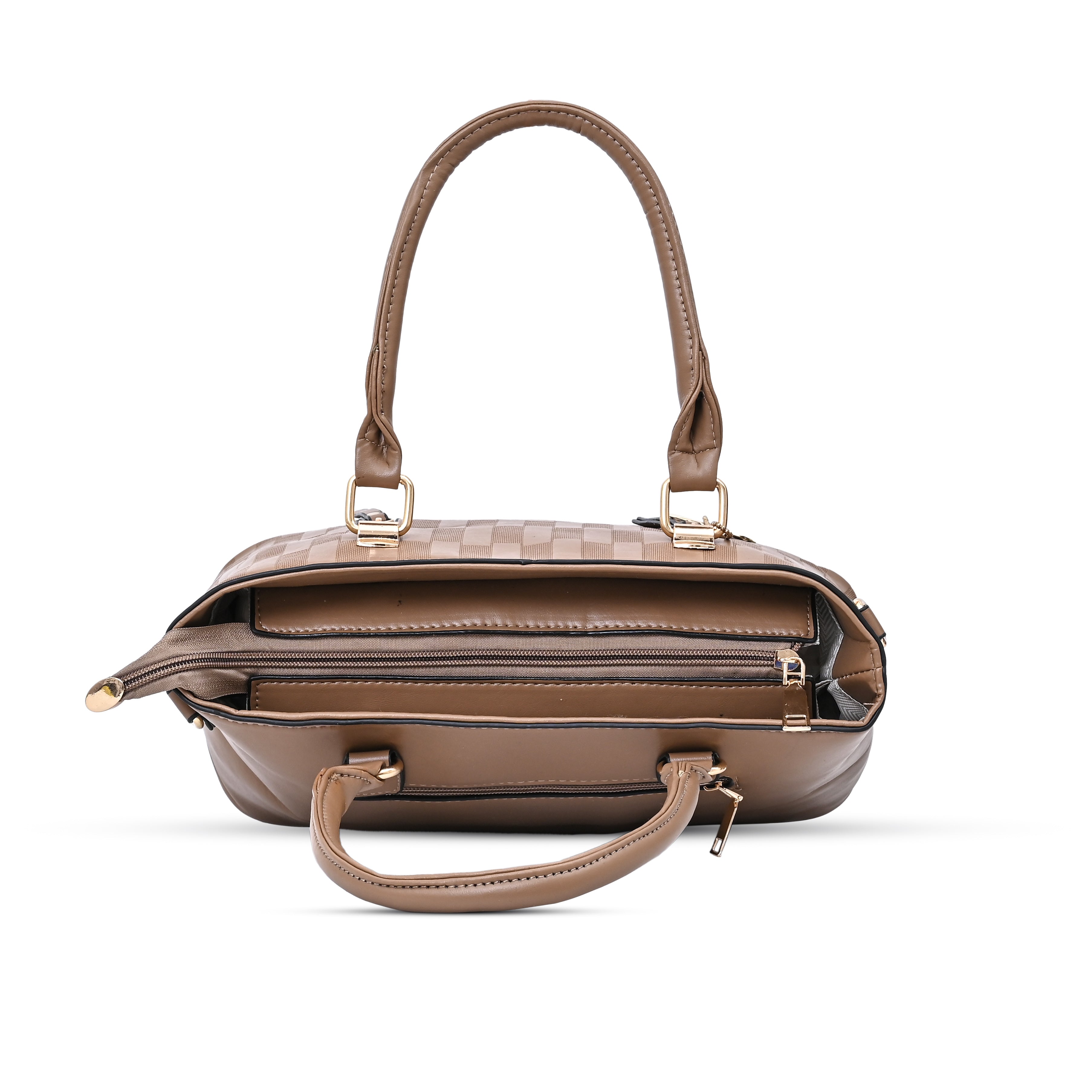 QIARRA Chocolate Brown Luxe Artificial Leather Premium Textured Shoulder Bag / Handbag with Detachable Slings VB8066