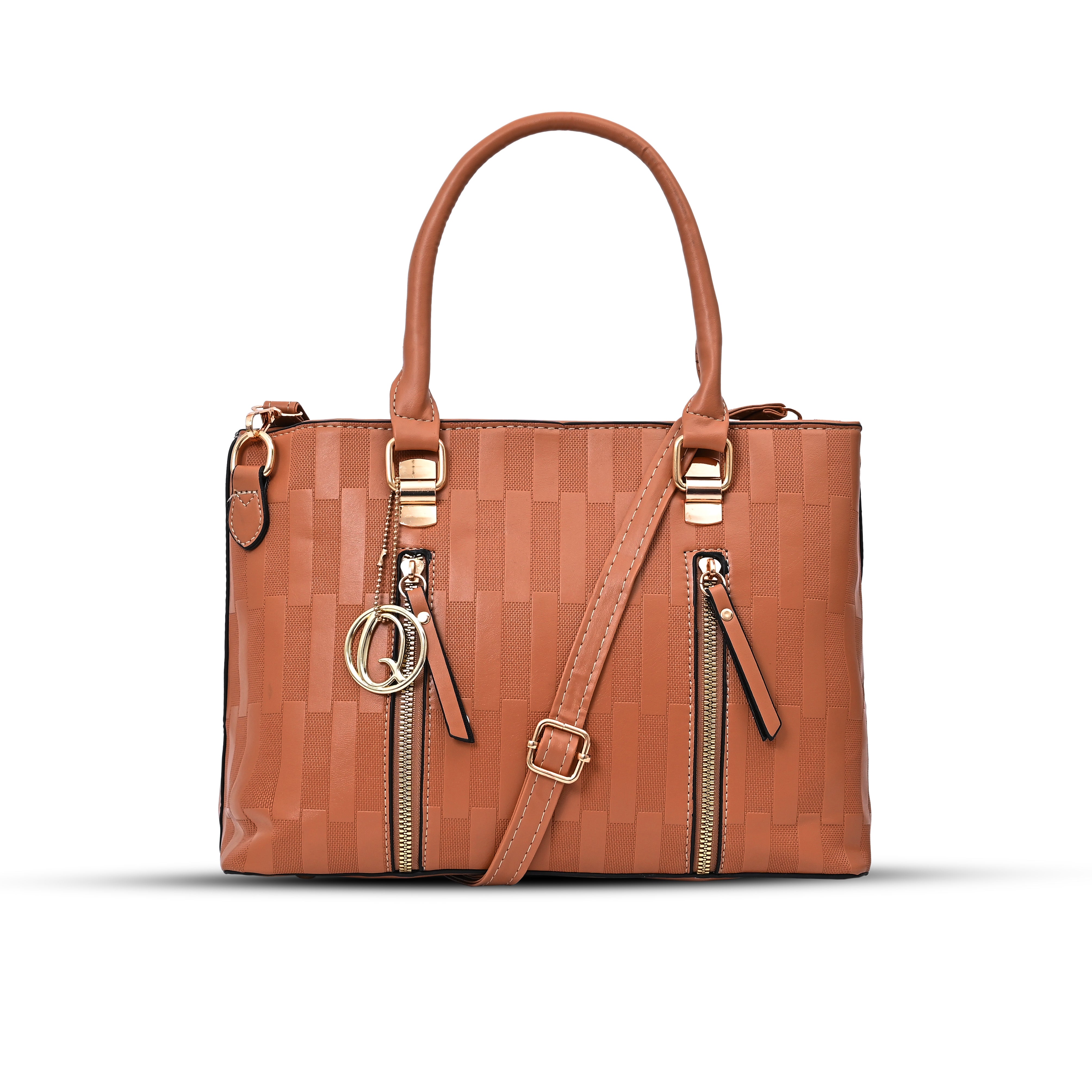 QIARRA Women's Tan bag, Premium Zipper Casual Satchel Bag With Simple and Trendy Design VB8071