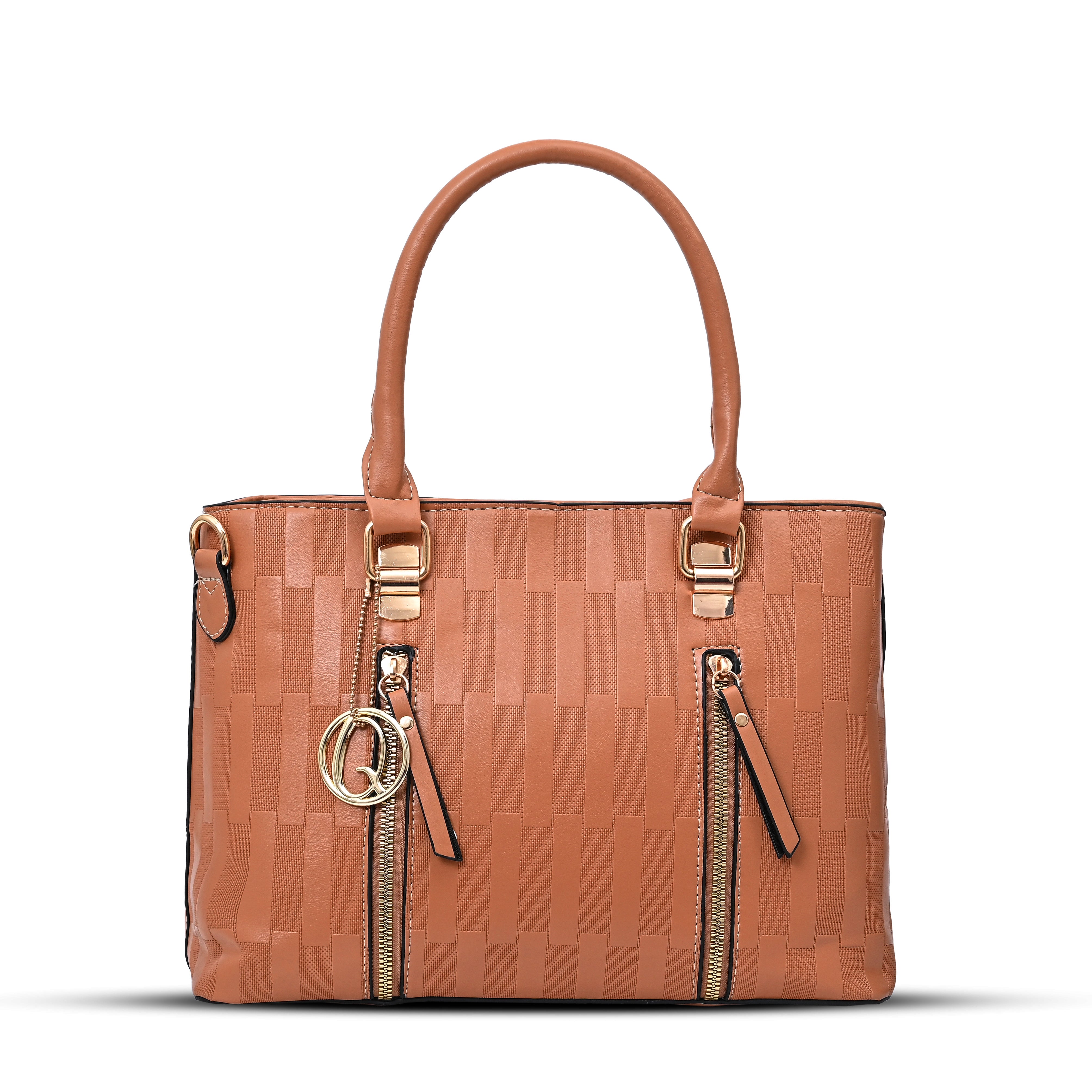 QIARRA Women's Tan bag, Premium Zipper Casual Satchel Bag With Simple and Trendy Design VB8071