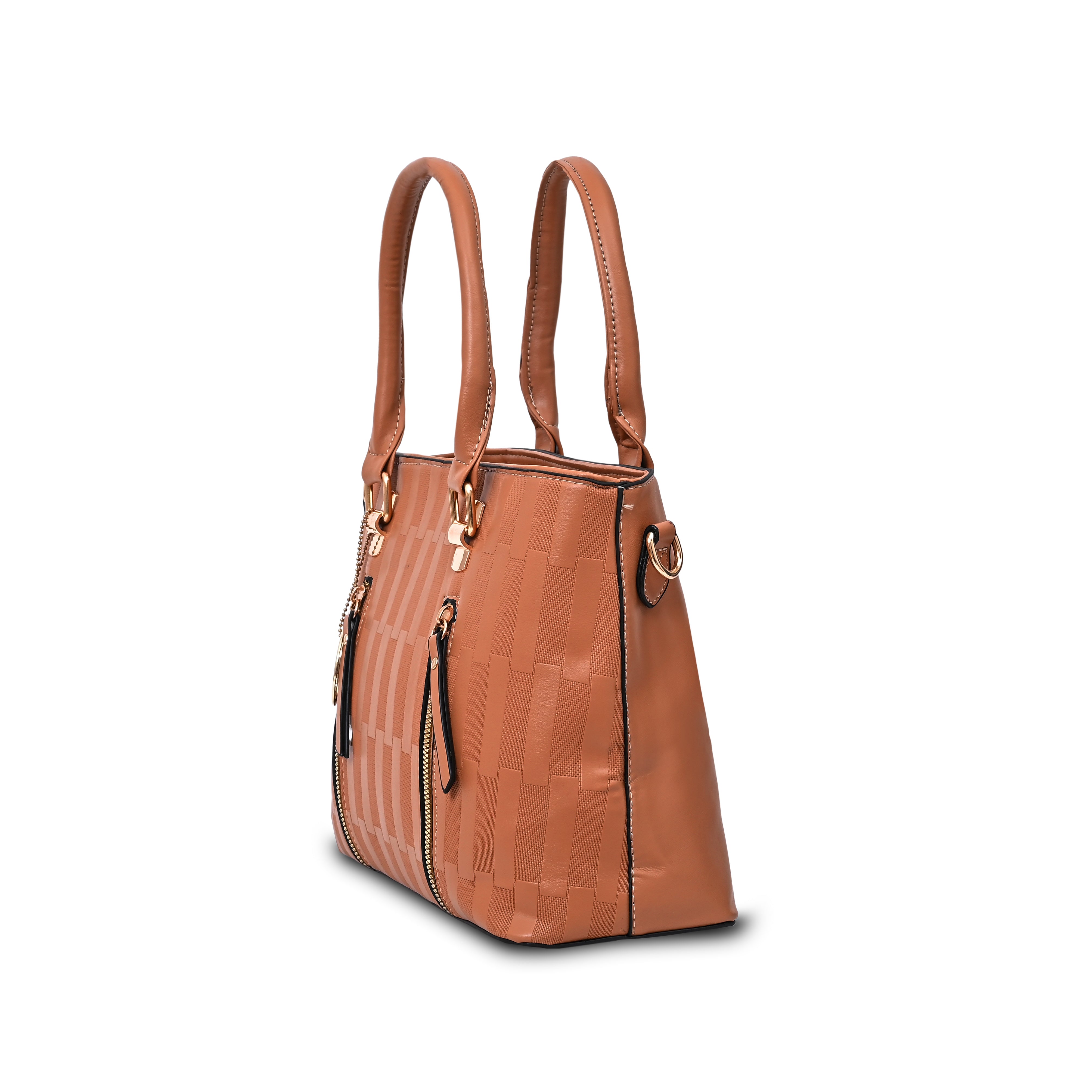 QIARRA Women's Tan bag, Premium Zipper Casual Satchel Bag With Simple and Trendy Design VB8071