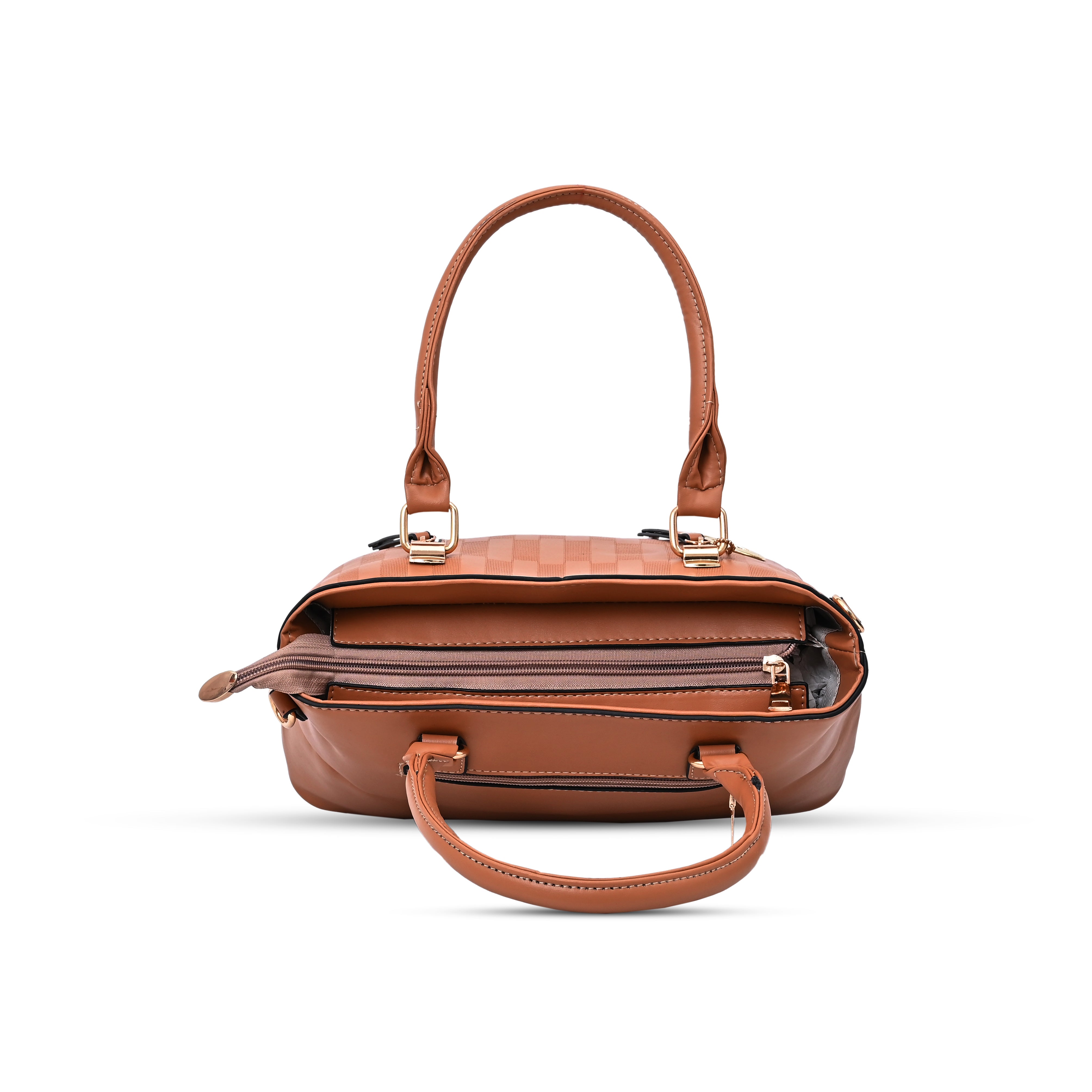 QIARRA Women's Tan bag, Premium Zipper Casual Satchel Bag With Simple and Trendy Design VB8071