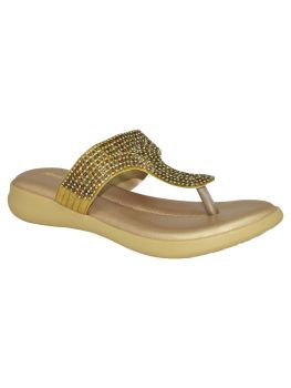 Ajanta Women Golden Flat Sandal BL1397