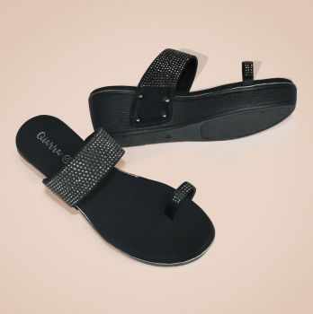 Qiarra Women Black Heel Sandal CL0890