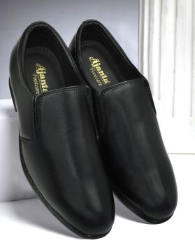 Ajanta Men's Black Comfort & Stylish,Perfect for Formal Wear, Business Casual,Parties Slip on Shoe EG4006